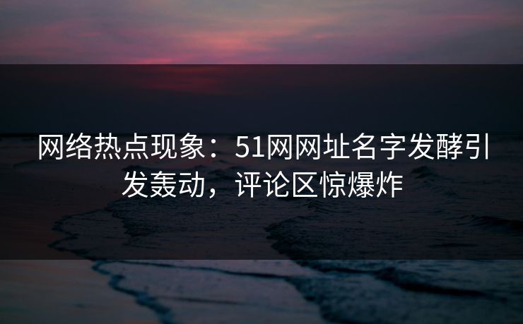网络热点现象:51网网址名字发酵引发轰动,评论区惊爆炸 网络热点现象:51网网址名字发酵引发轰动,评论区惊爆炸